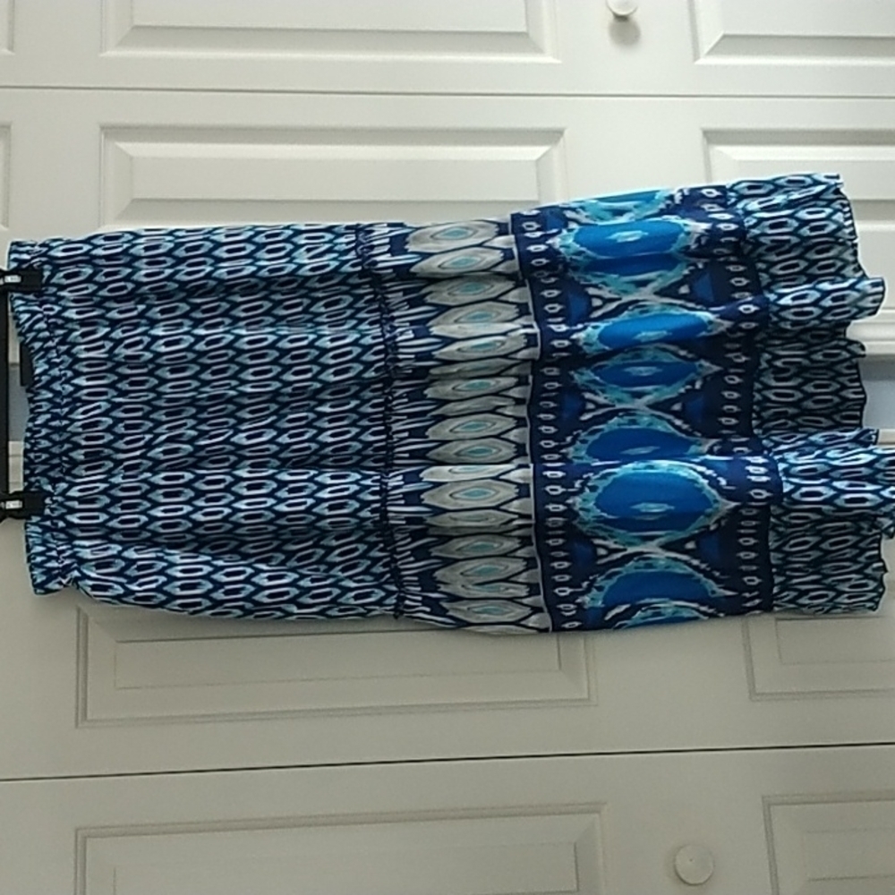 Lane Bryant Blue Graphic Full Maxi Skirt Plus Size 26/28 - Picture 2 of 9
